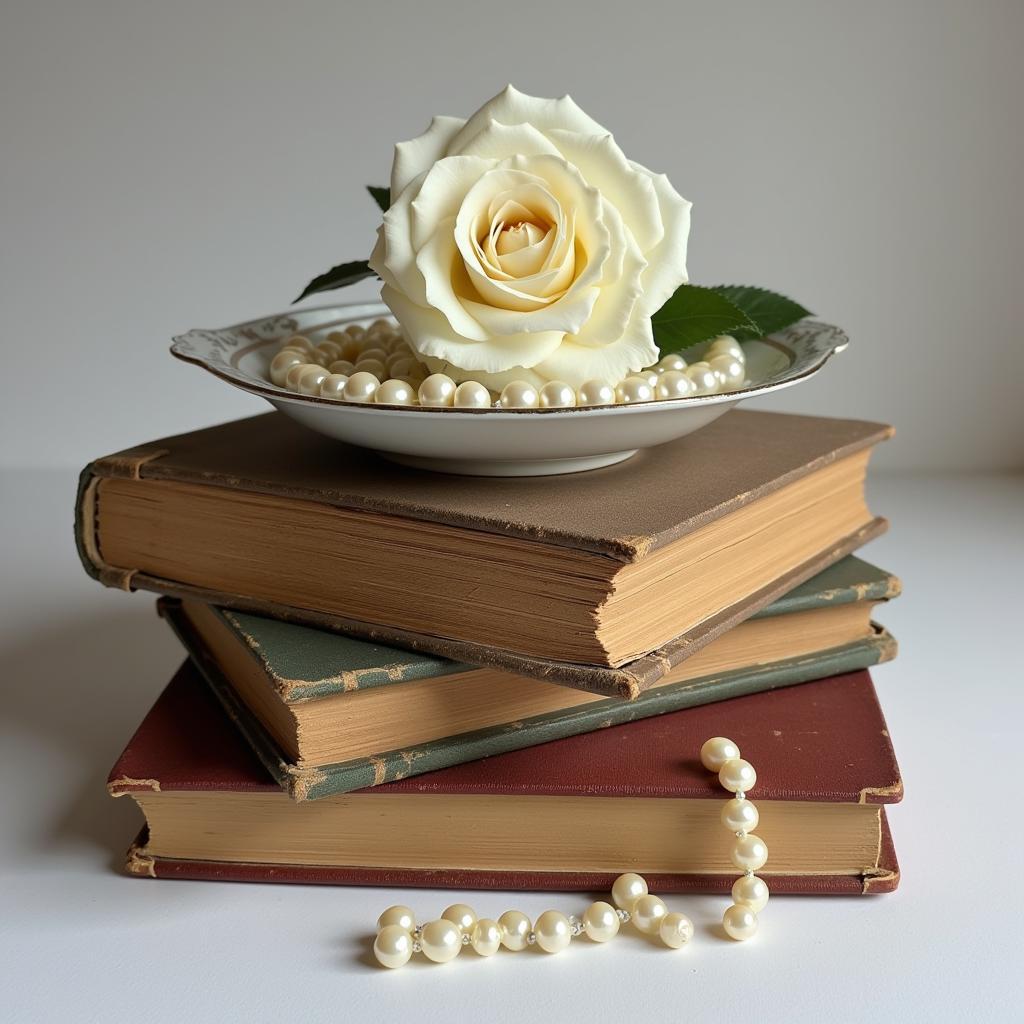 DIY Great Gatsby Centerpiece with Books and Pearls