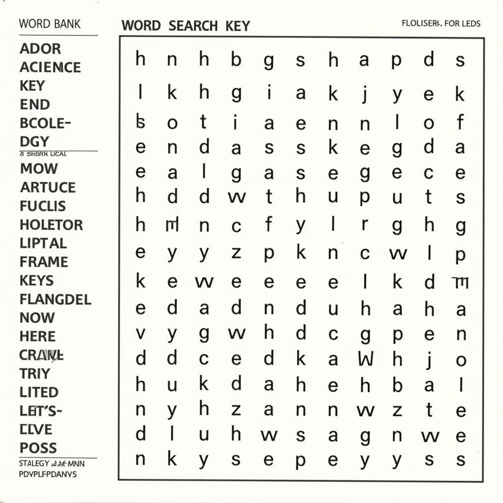 Example of a Door Word Search Puzzle