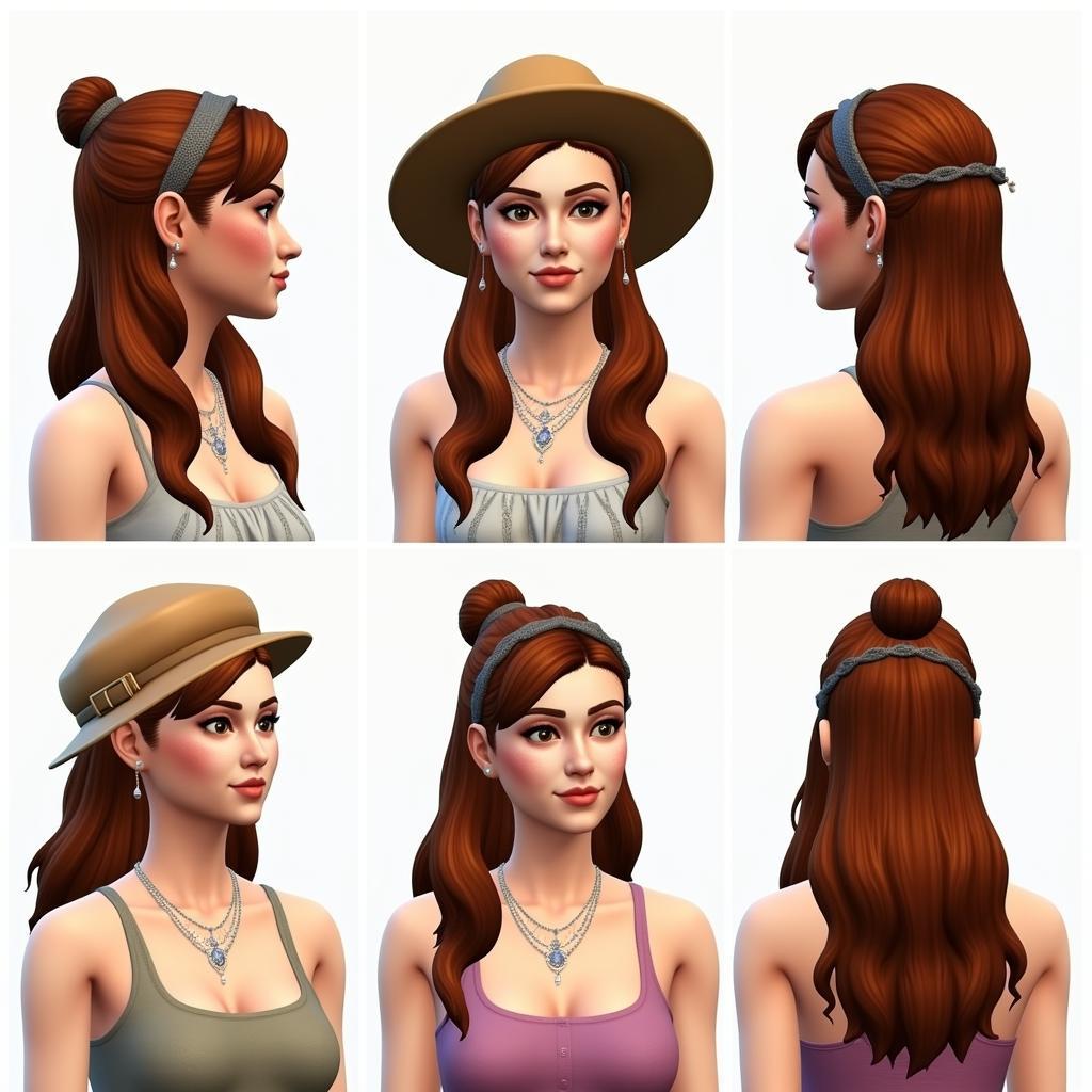 Different ways to style dream pack hair using accessories and clothing.