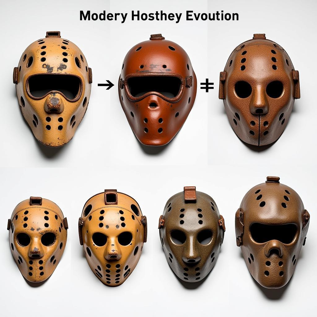 Early goalie masks in hockey.