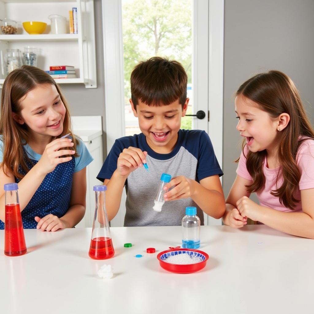 Children experimenting with a science kit from Toy Island Toys