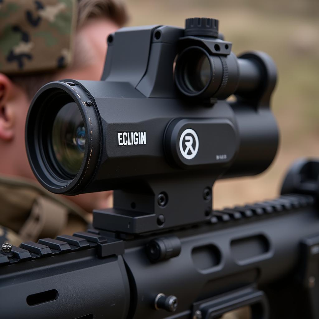 Elcan Holo sight mounted on a tactical rifle