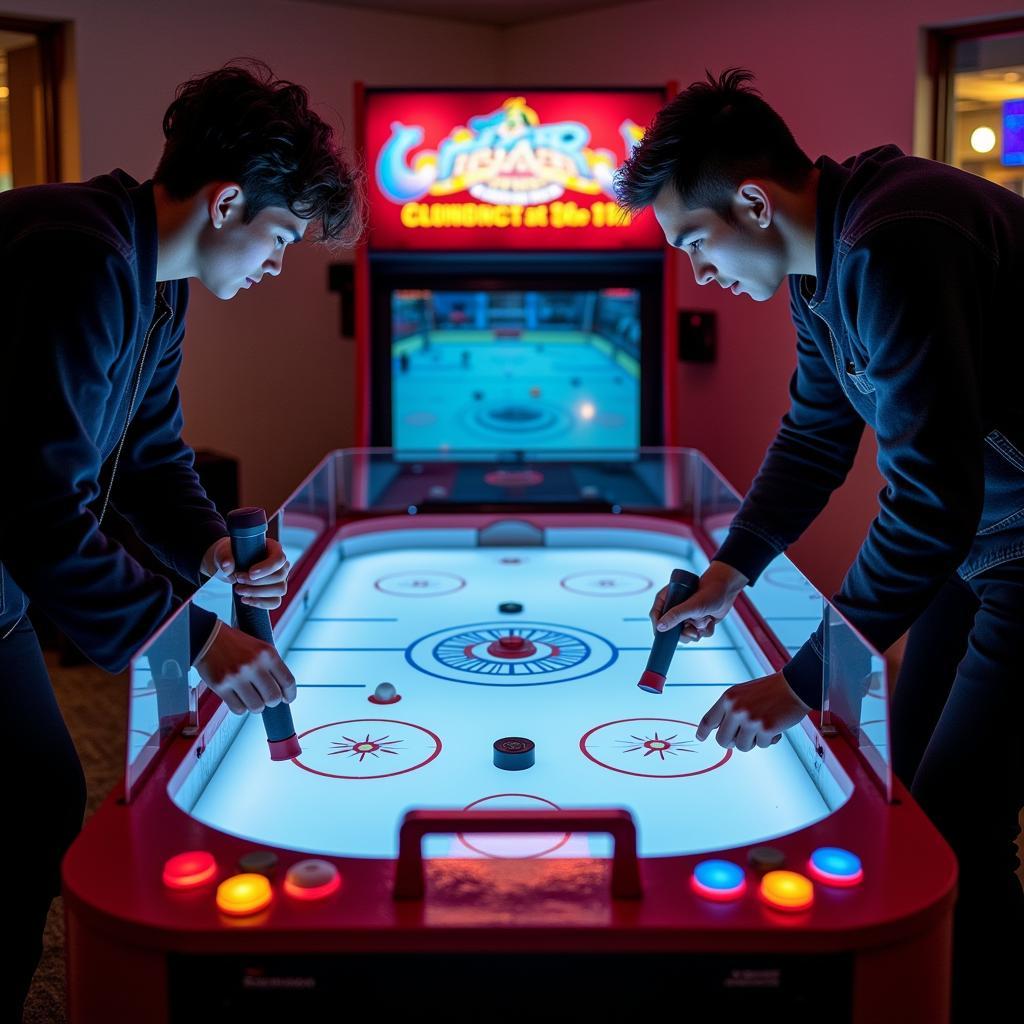 Electronic hockey game arcade action