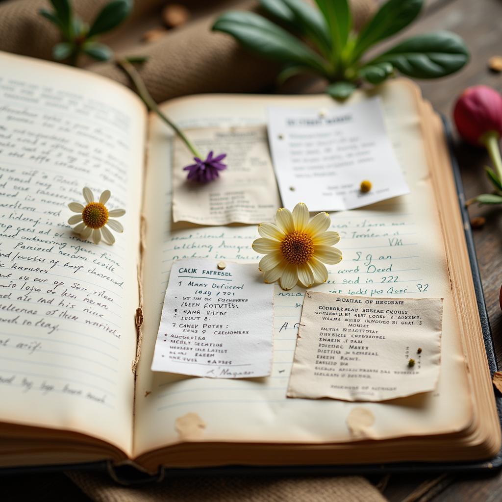 Empty Seed Packets in a Gardening Notebook