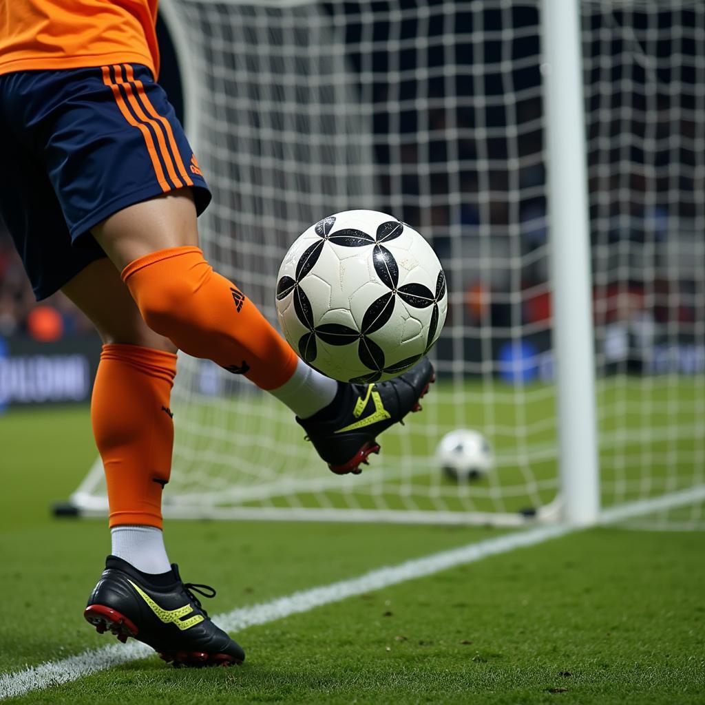 Yamal scoring a goal against a backdrop of the net