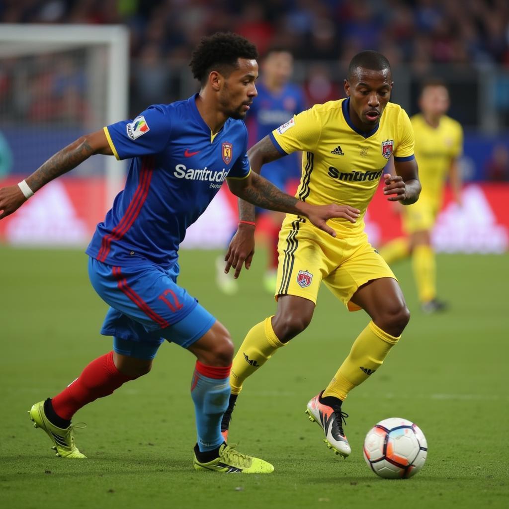 Enner Valencia sprinting towards the goal with the ball in FIFA 23