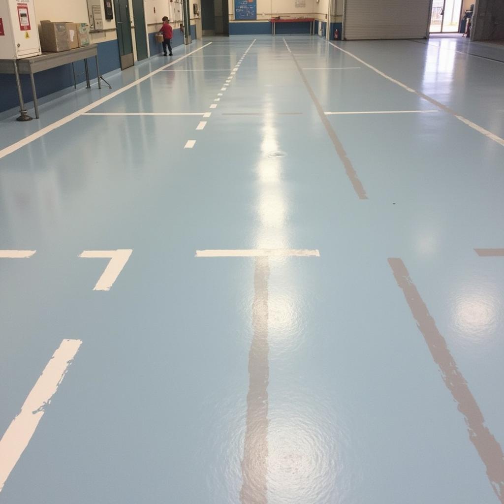 Seaport floor with applied epoxy coating