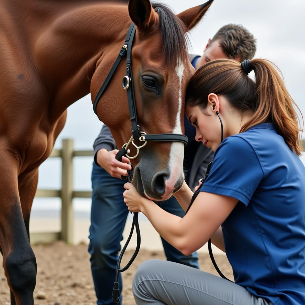 Equine Vet Tech Examining a Horse