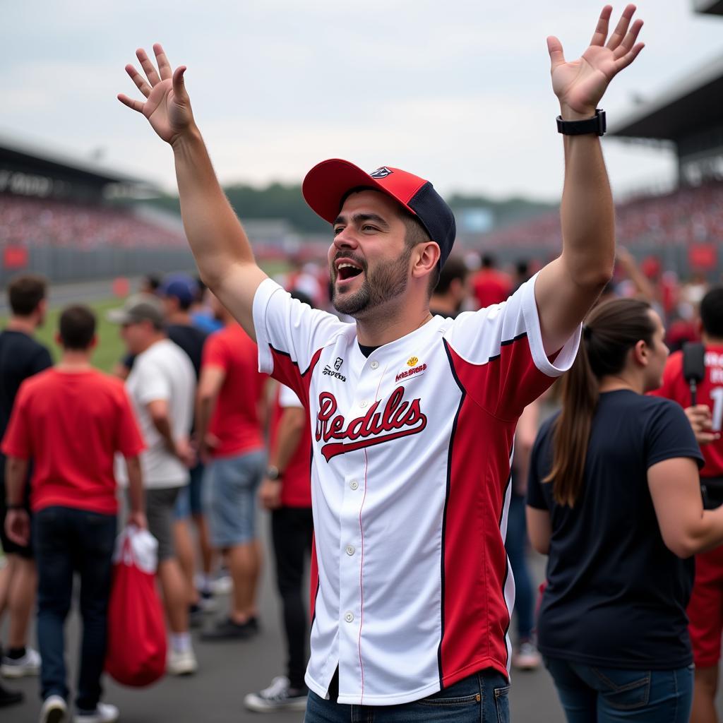 F1 Baseball Jersey Fan at a Race