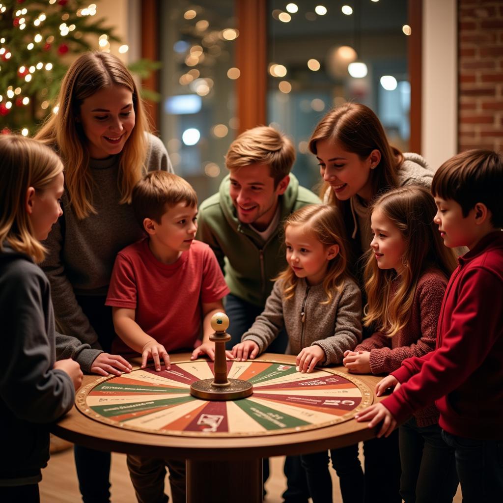 Family Playing with Yamal Christmas Spin Wheel