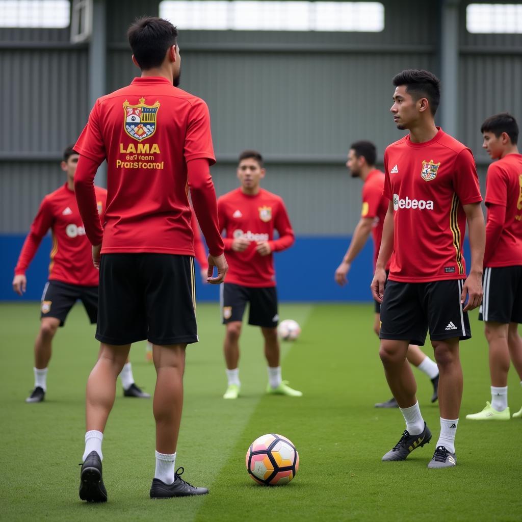 Young players training at a hypothetical FC Lobos academy, emphasizing youth development and the potential for future stars like Lamine Yamal.