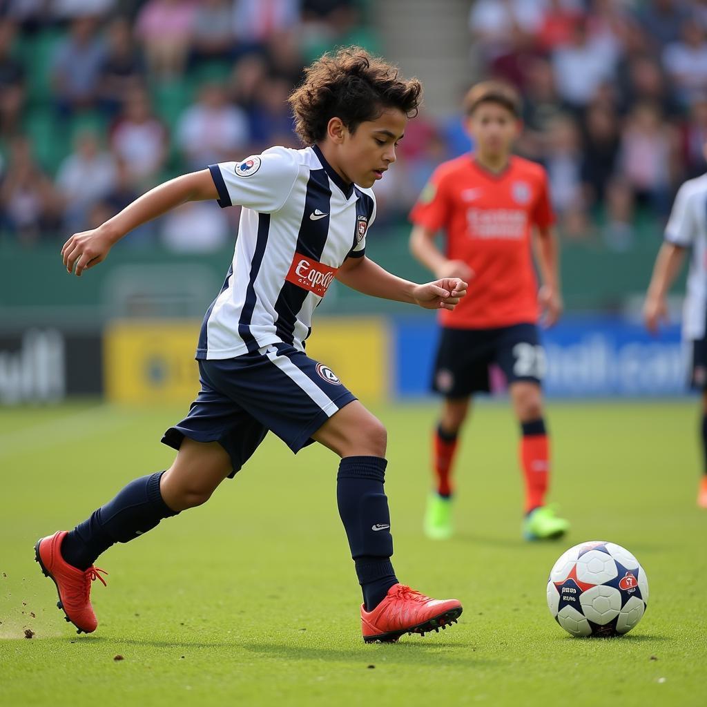 Feras Jaloudi competing in a youth football match