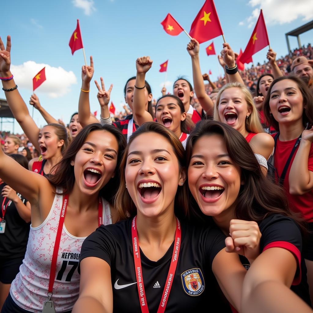 Fans cheering at the Festival de Futbol Femenil