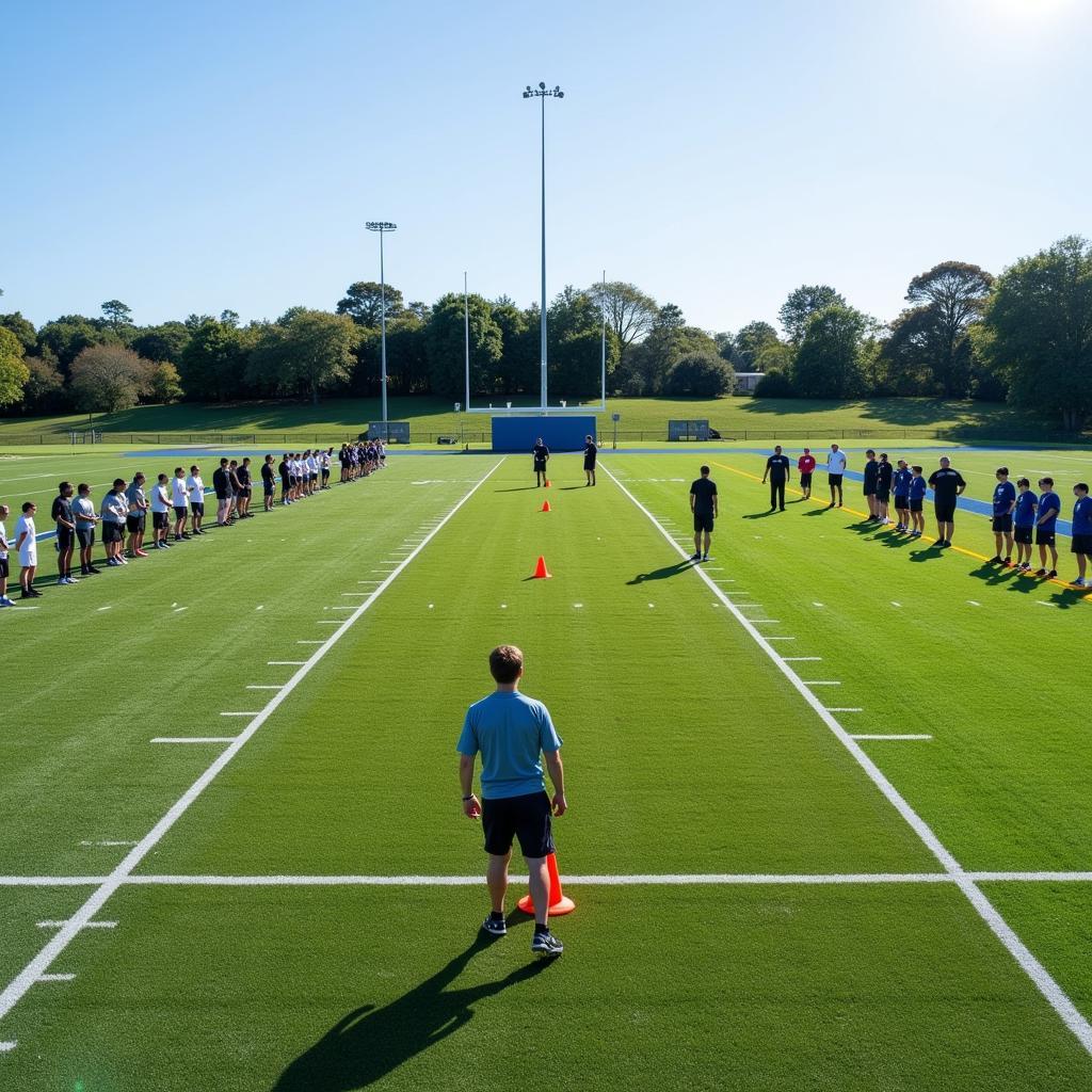 Football Gauntlet Drill Setup