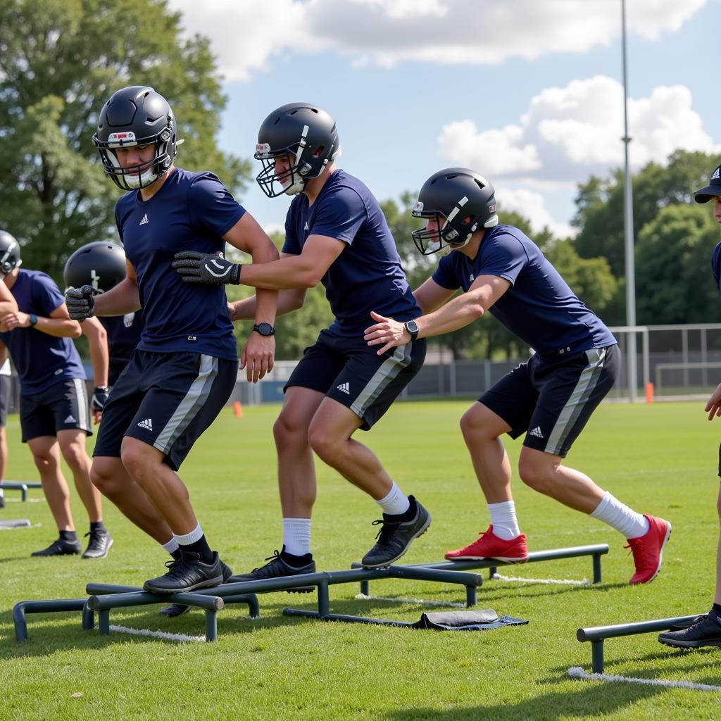 Football Team Participating in Physical Challenges