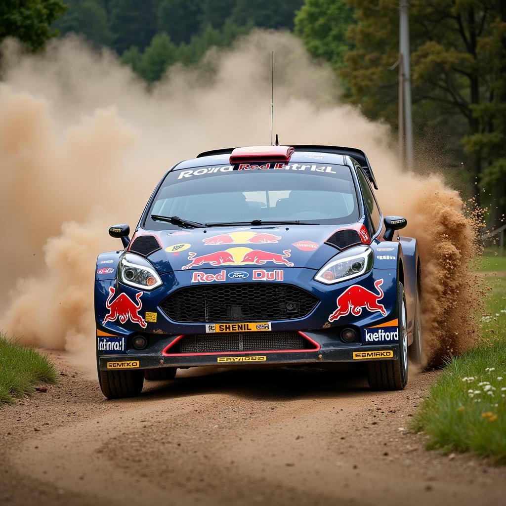 Ford Fiesta rally car in action during a race