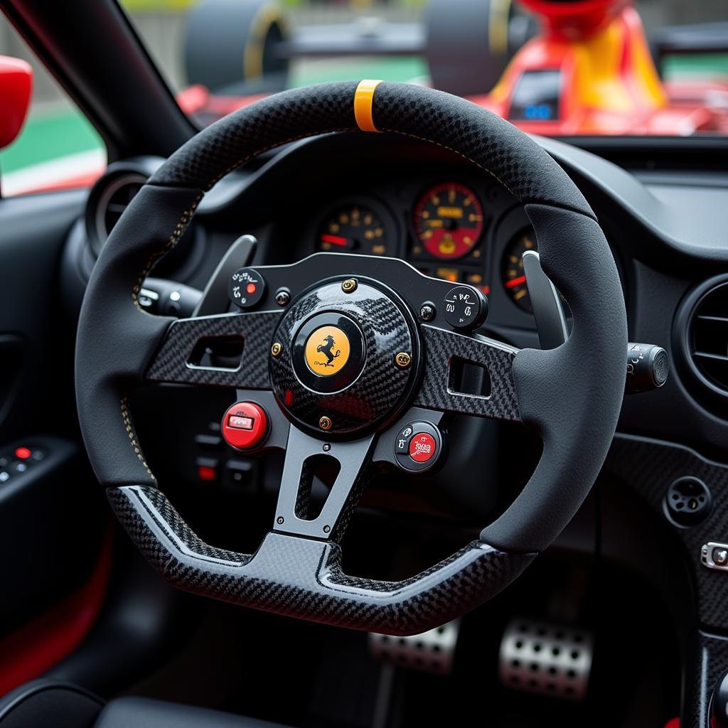 Close-up view of a Formula One Steering Wheel