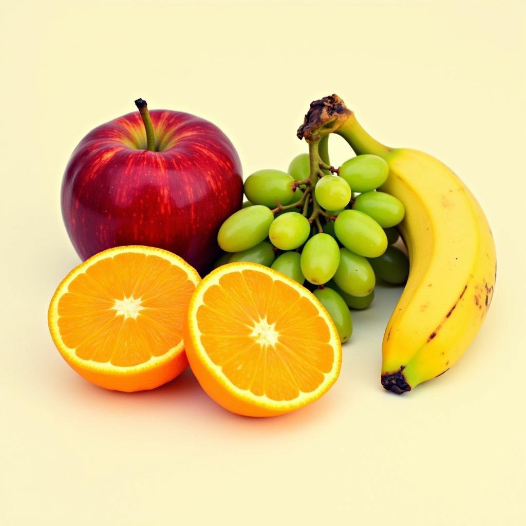 Four Fruits Combination: Apple, Grapes, Orange, and Banana