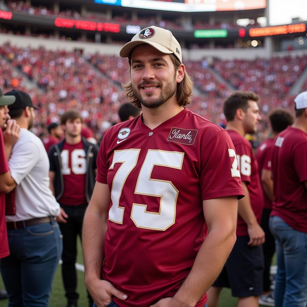 FSU Fan Wearing Custom Jersey