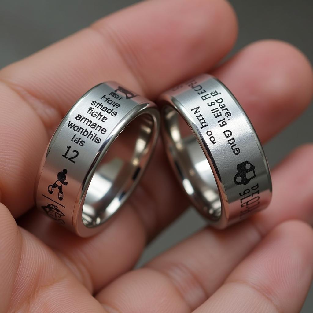 Custom designed game wedding rings, reflecting personal gaming memories and preferences