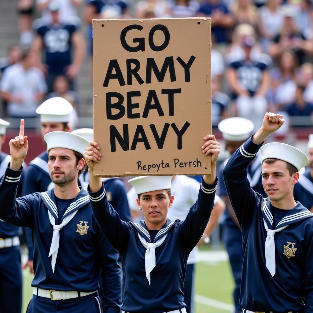 Midshipmen Holding Go Army Beat Navy Sign