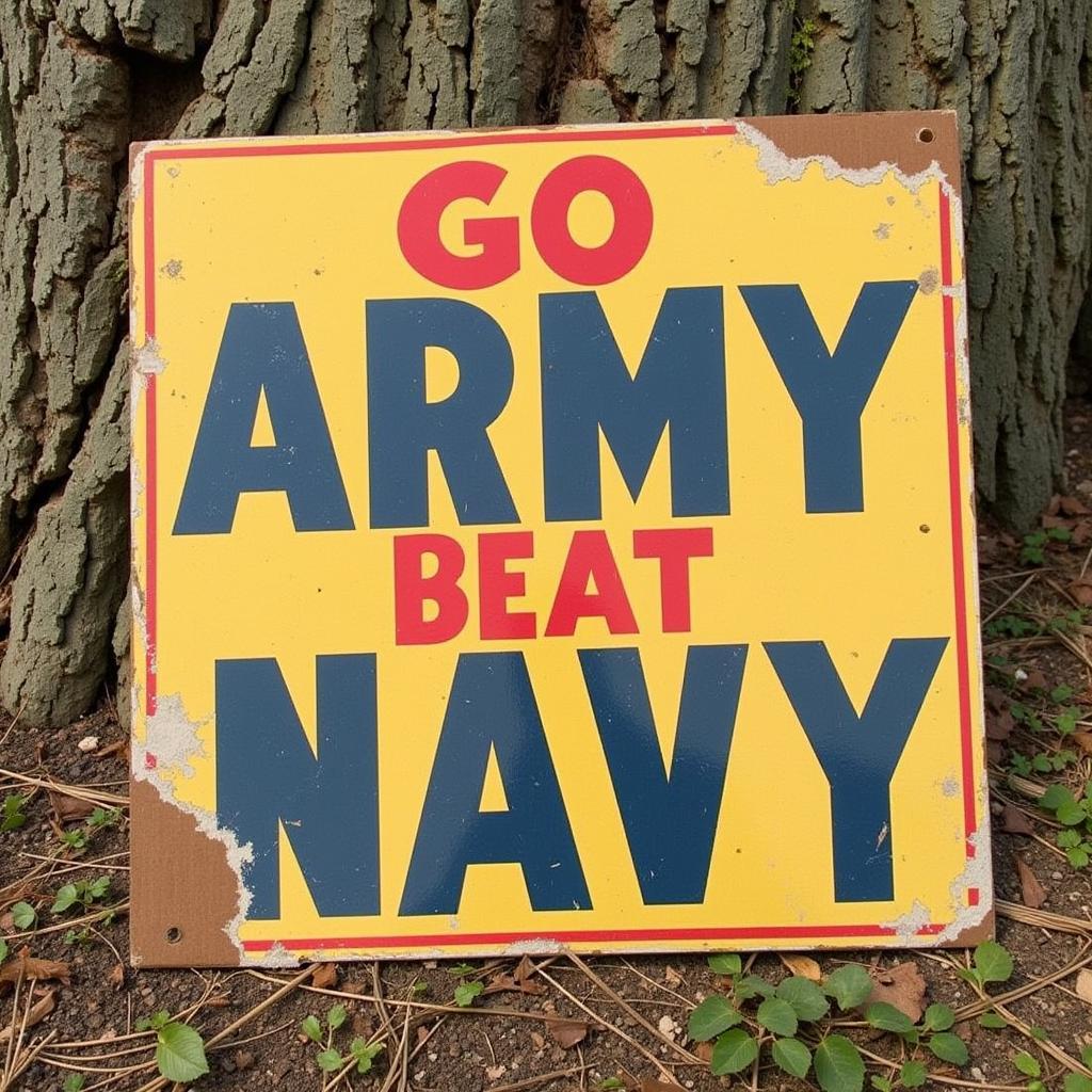 Vintage Go Army Beat Navy Sign