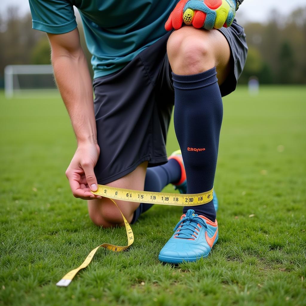 Goalkeeper measuring slider size