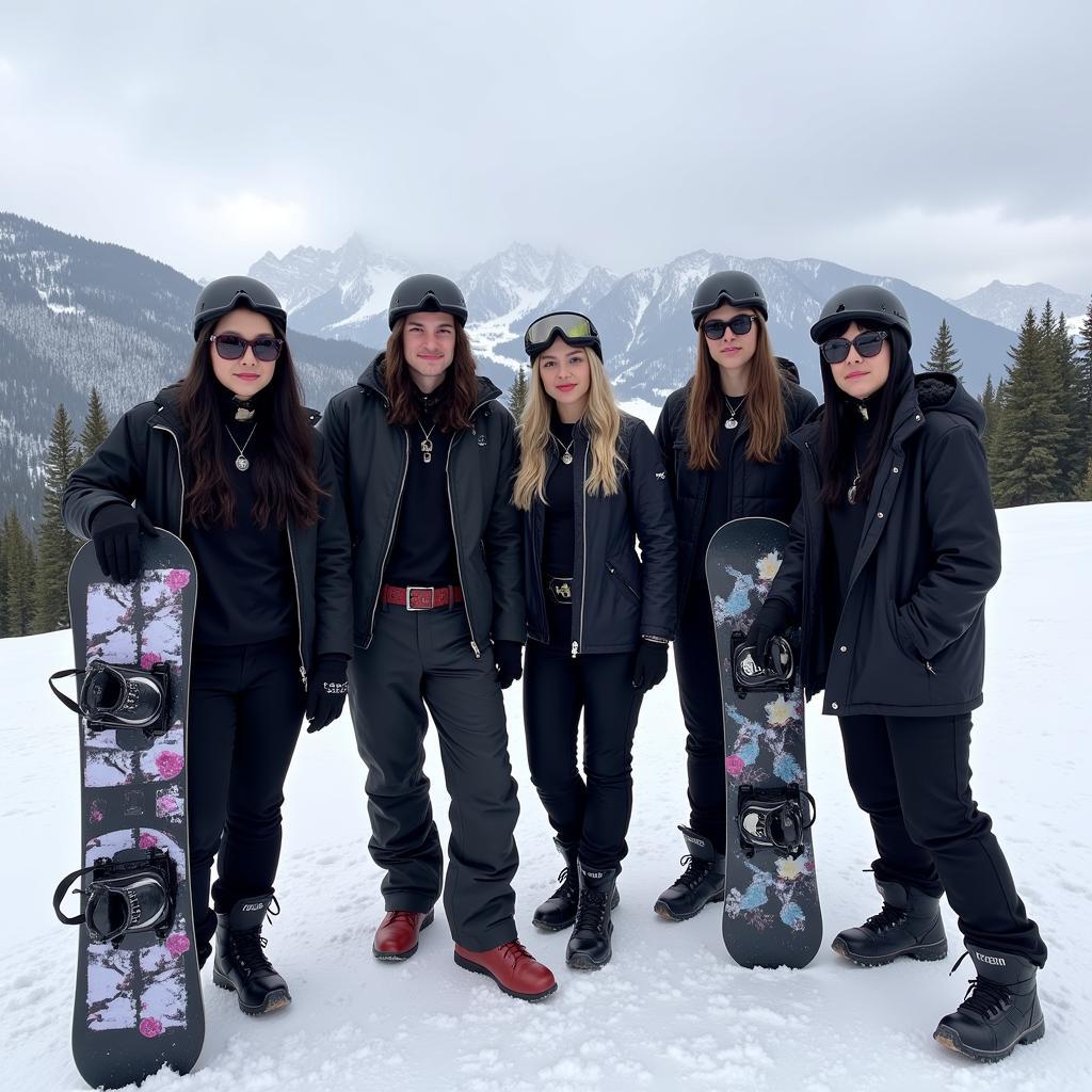 Group of Goth Snowboarders