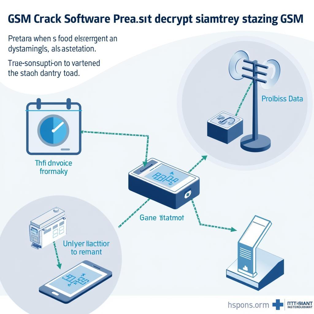 Diagram illustrating how GSM crack software intercepts communication