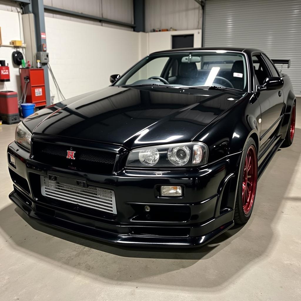 GTR R34 with a professionally installed wide body kit