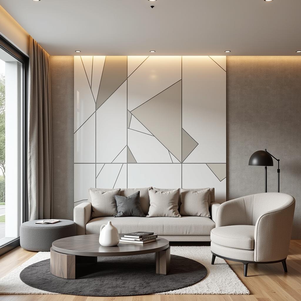 Modern half wall tile design for a living room