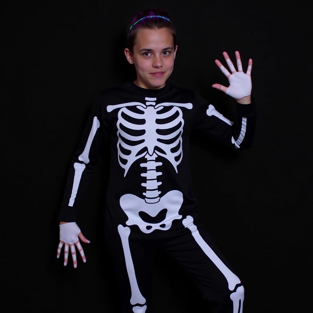 Spooky and fun Halloween skeleton costume for trick-or-treaters