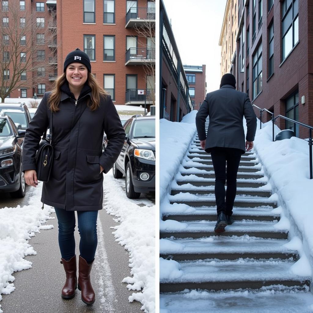 Heated stairs preventing falls on icy steps