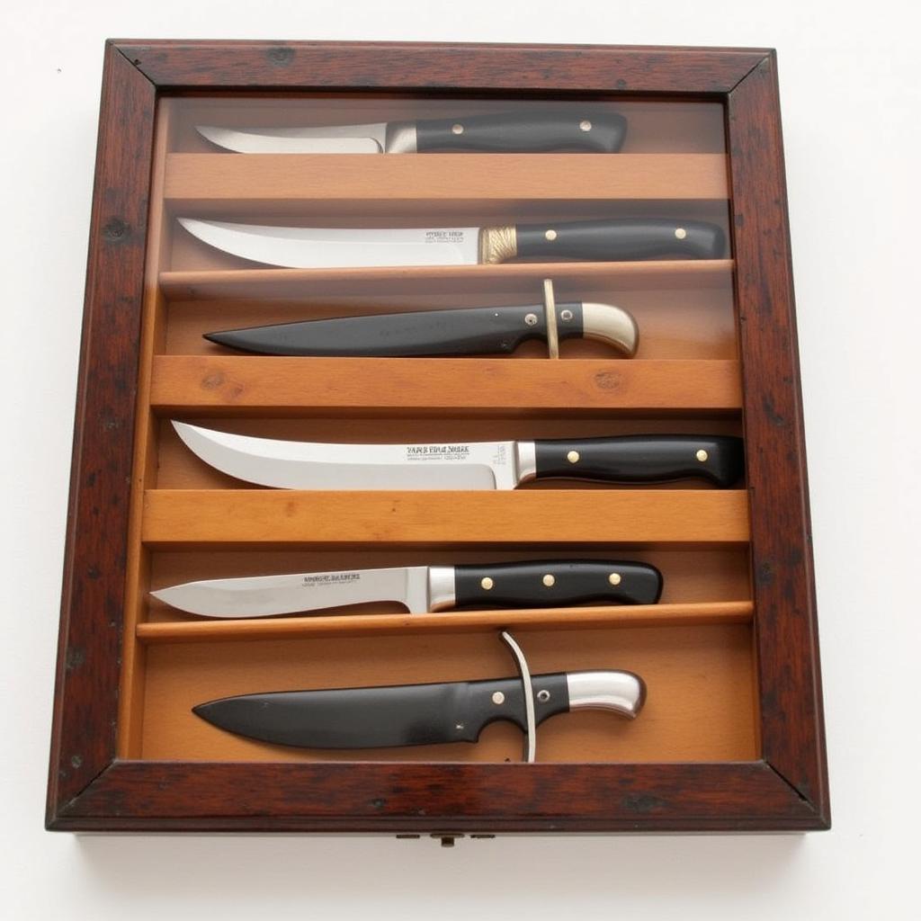 Proper storage of heirloom knives in a protective case.