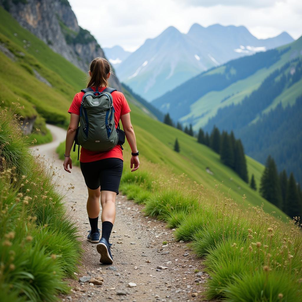 Hiker on a mountain trail for weight loss