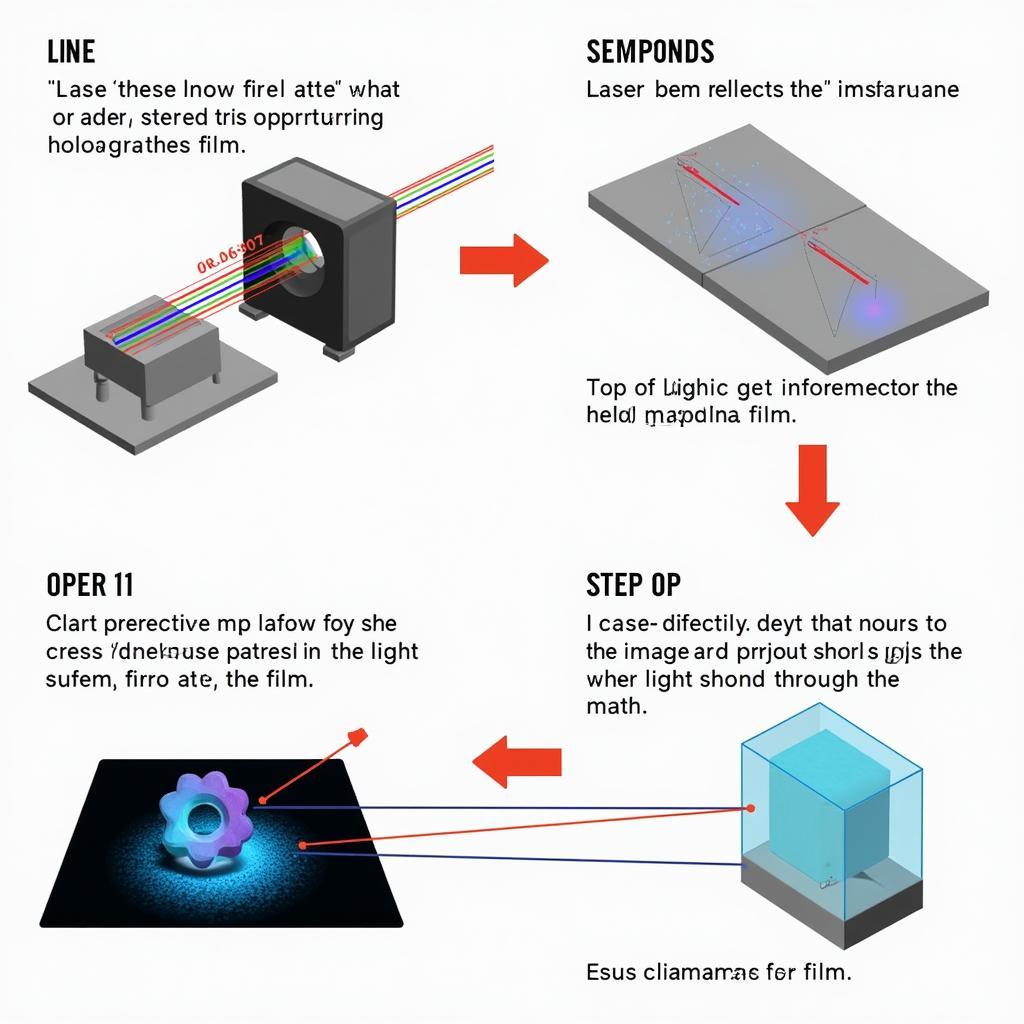 Diagram illustrating the process of creating a hologram using lasers and interference patterns