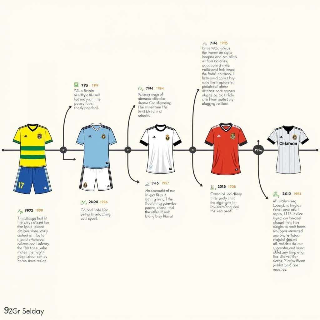 A timeline showing the evolution of iconic football shirts throughout history