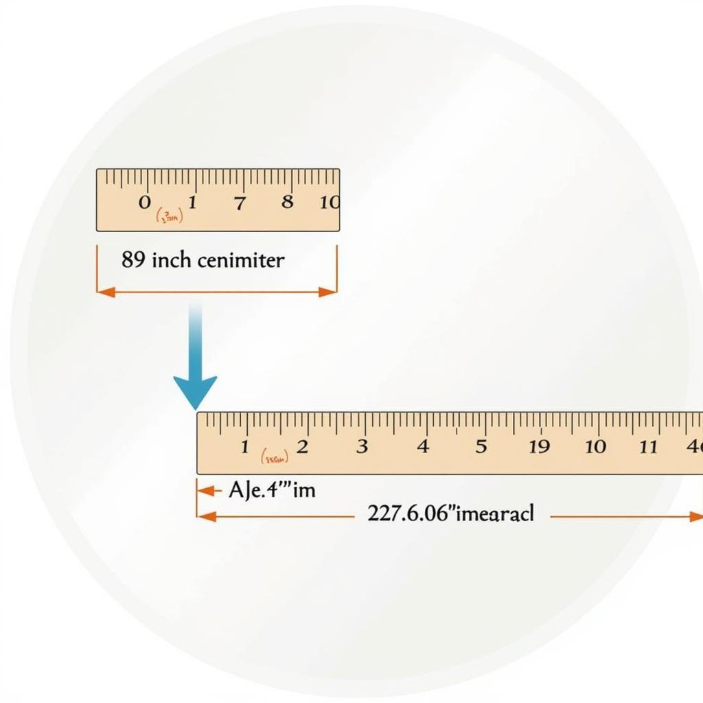 Converting 89 Inches to Centimeters Visualized