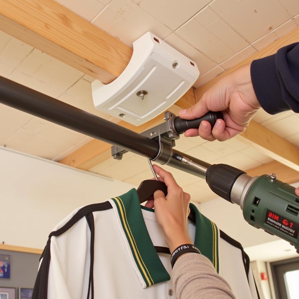 DIY Installation of Ceiling Mounted Clothes Rail