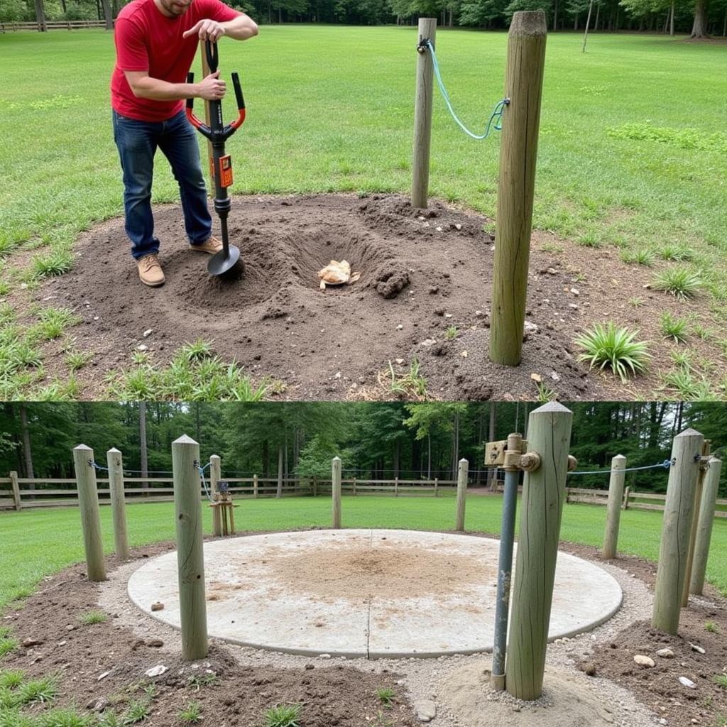 Installing Fence Posts Around a Pond