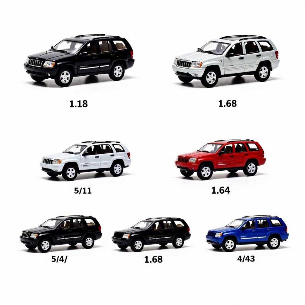 Die-cast Jeep Grand Cherokee Models in Various Scales and Colors