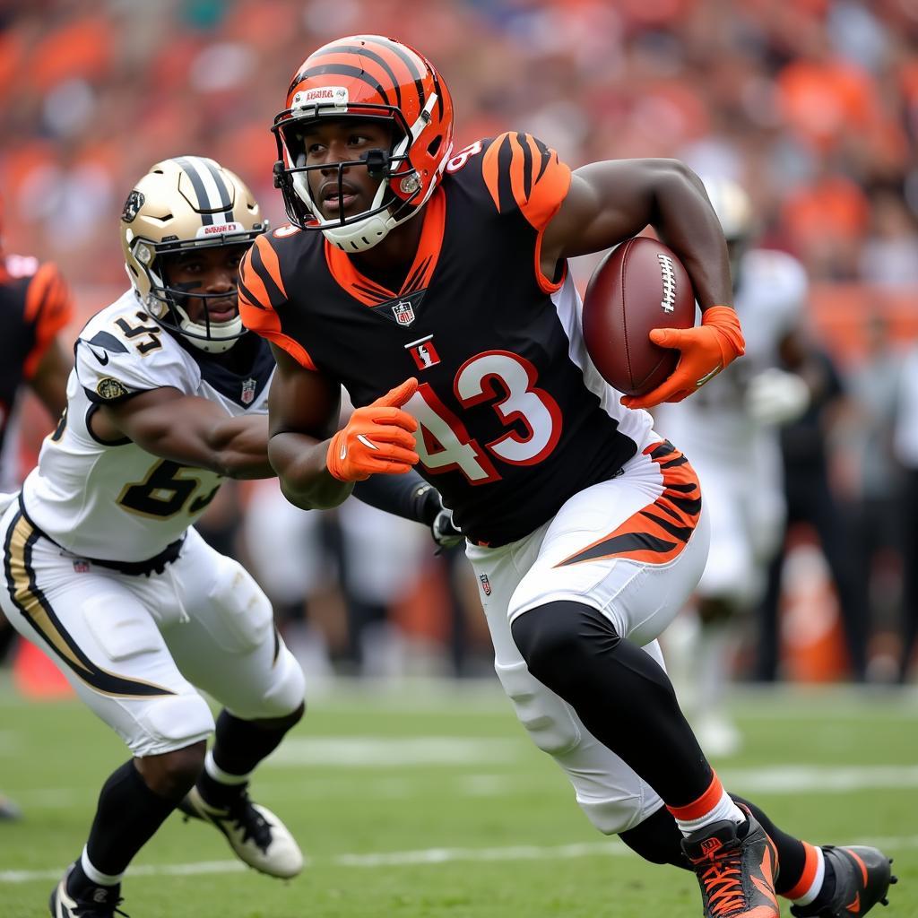 Joe Mixon Running with the Ball for the Cincinnati Bengals