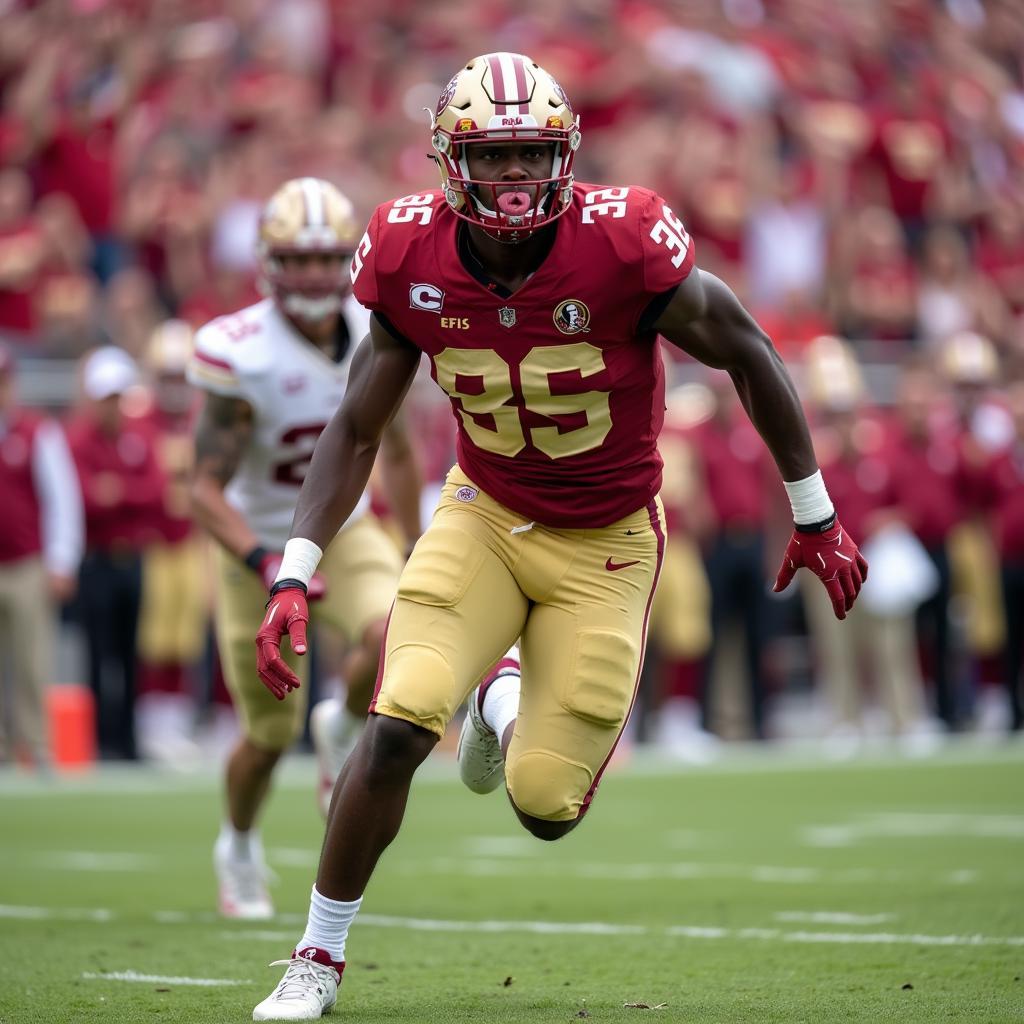 Johnny Wilson in action for the FSU Seminoles, making a dynamic play.