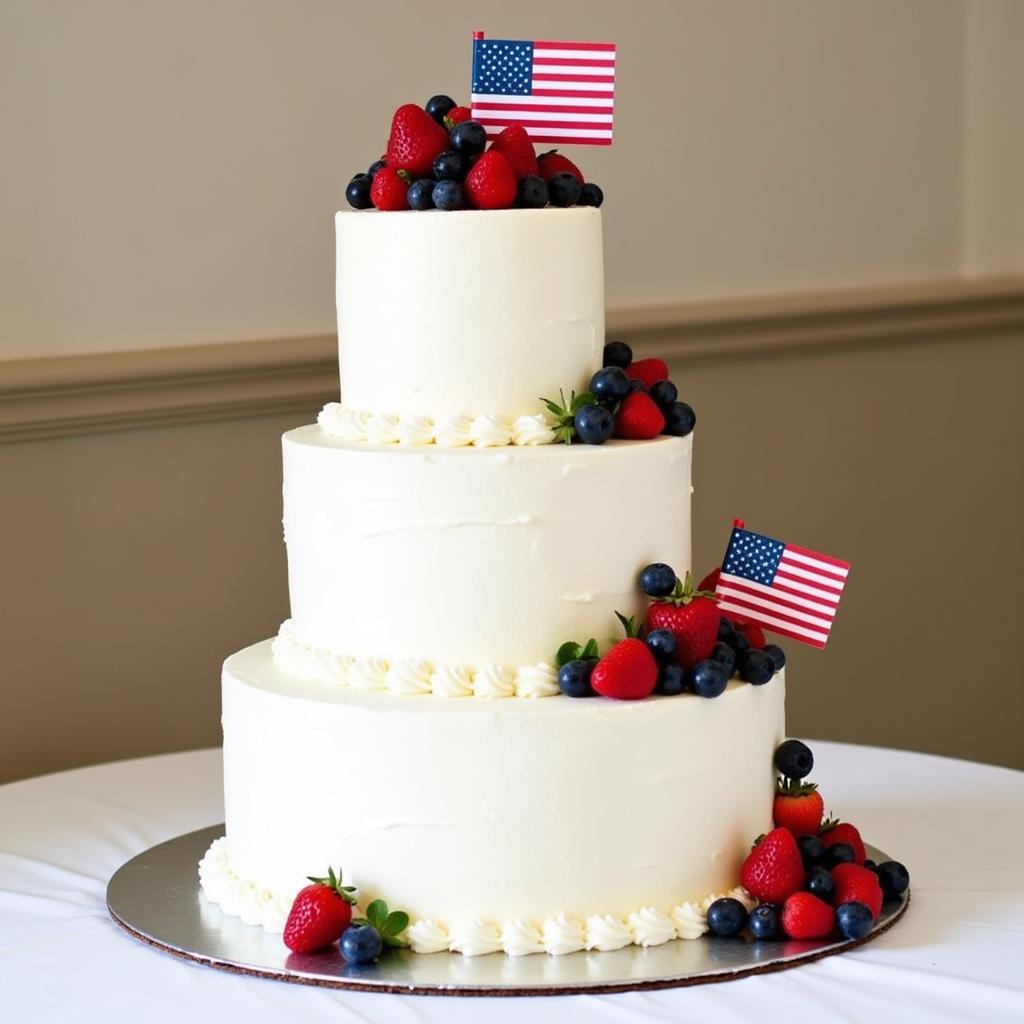 Red, White, and Blue Tiered Wedding Cake