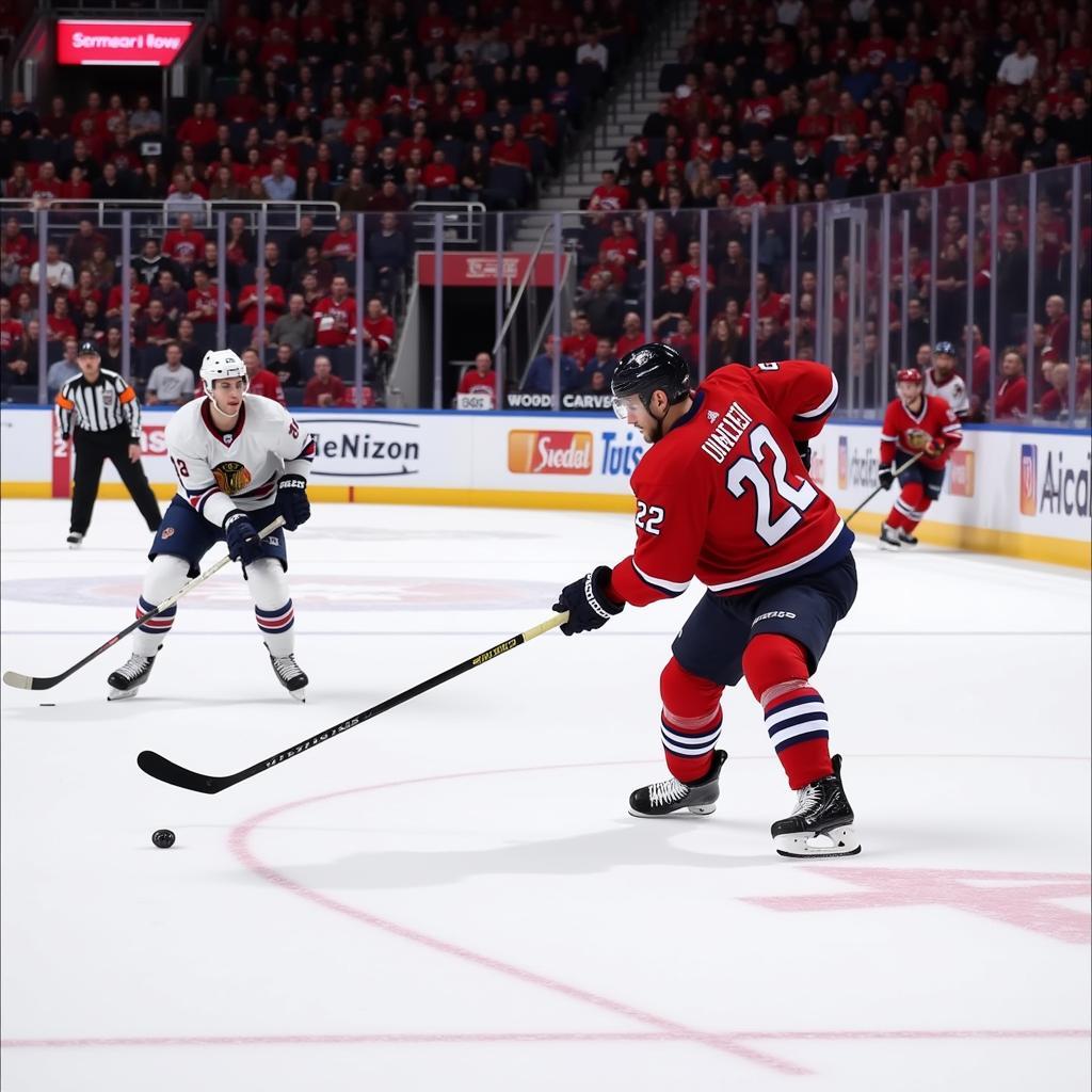 Kaprizov Taking a Wrist Shot with his Bauer Stick