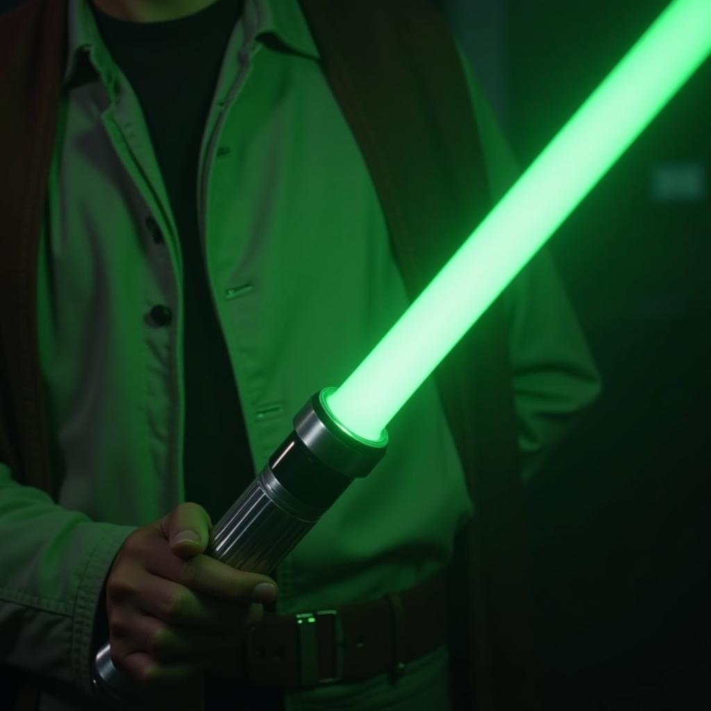 Kelleran Beq's vibrant green lightsaber