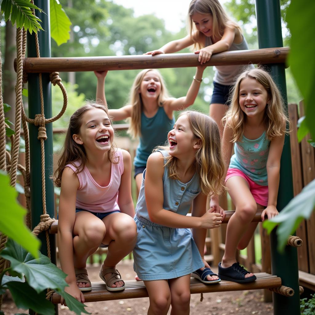 Kids enjoying jungle adventure play