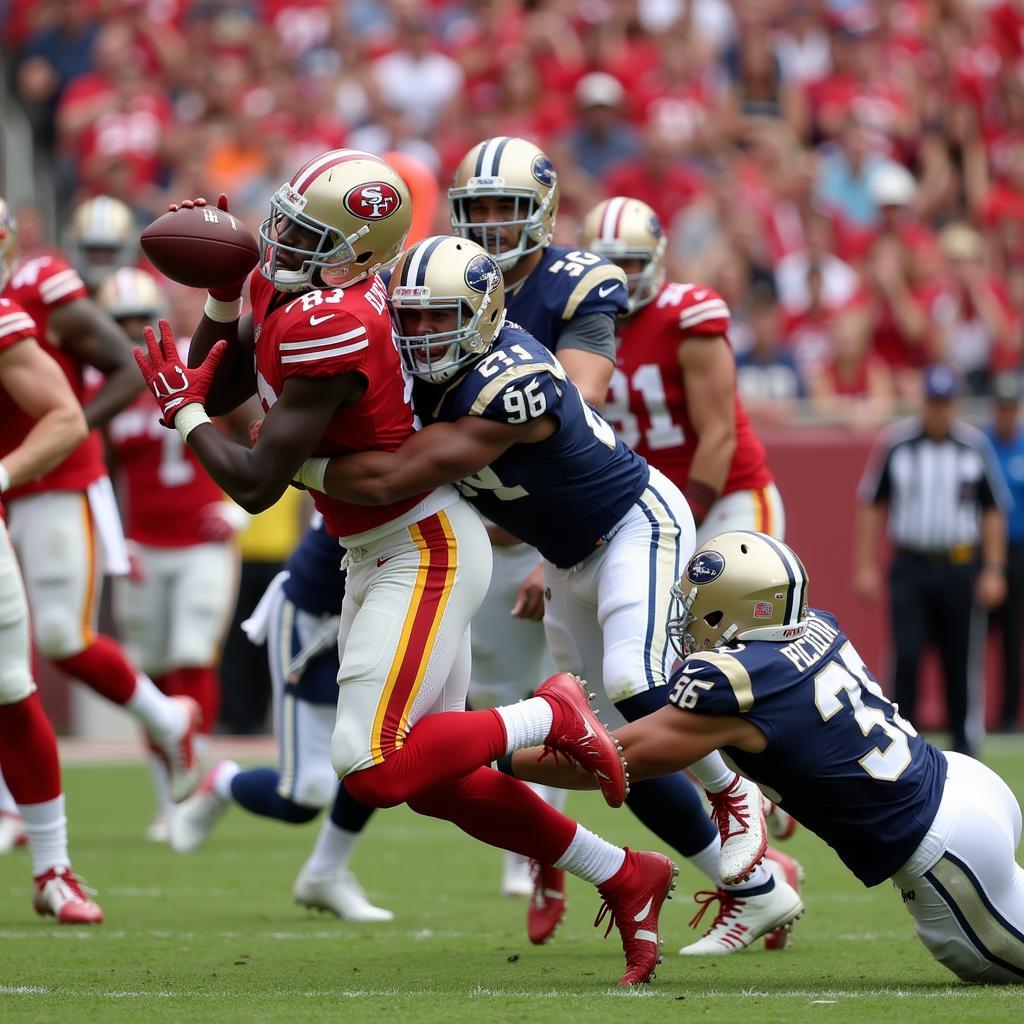 George Kittle making a reliable catch in traffic.