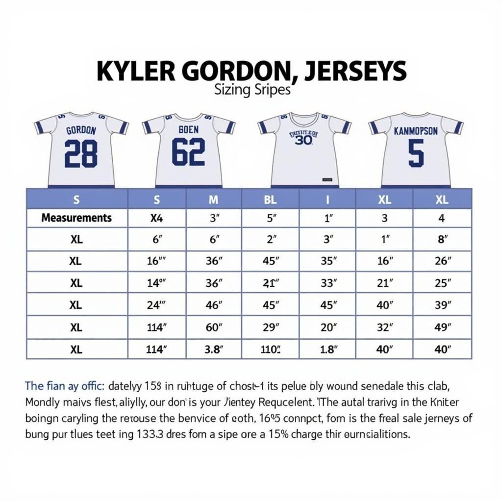 Kyler Gordon Jersey Sizing Chart