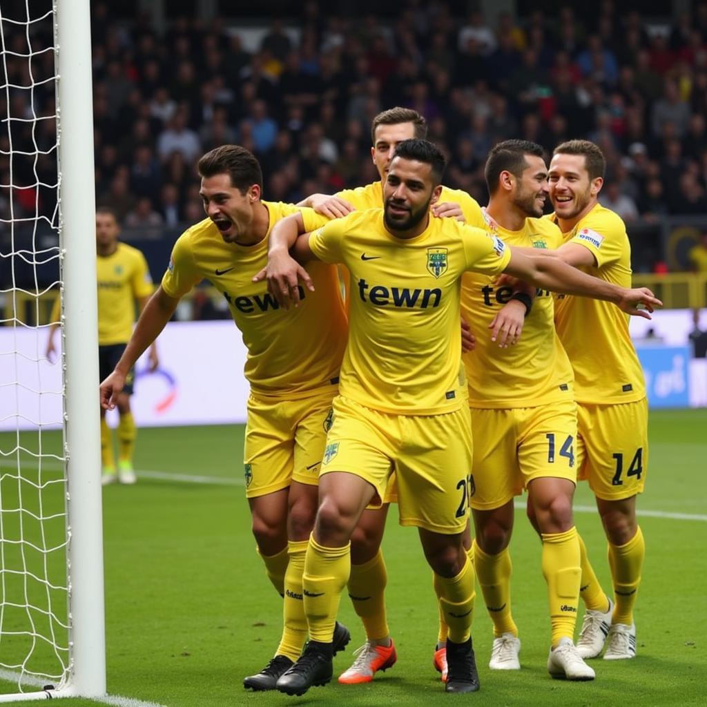 Lamine Yamal celebrating a goal in La Liga 24/25.